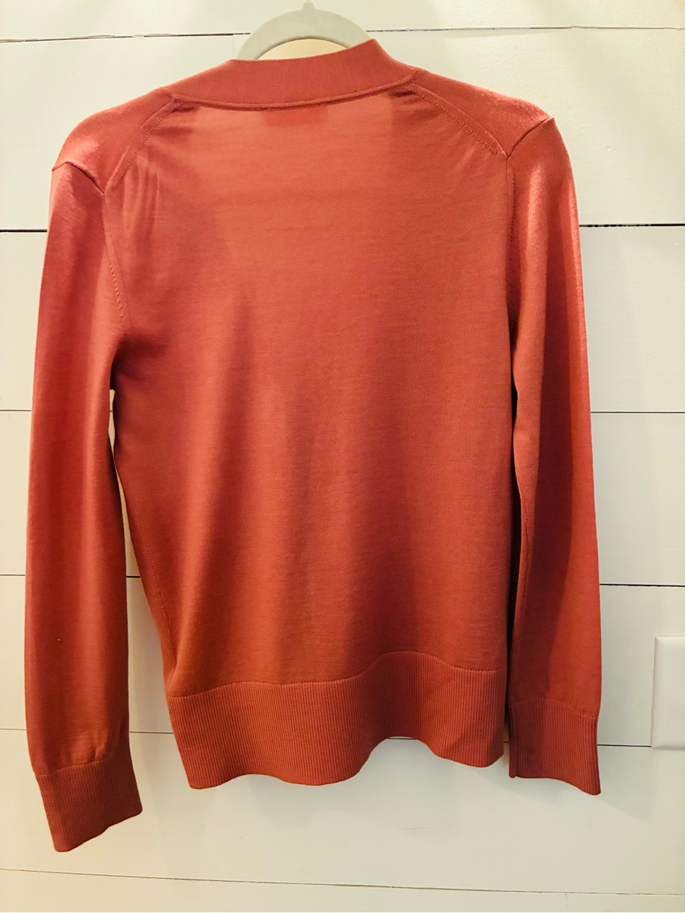 Tory Burch 100% Merino Wool V Neck Logo Button Cardigan M - Picture 2 of 11